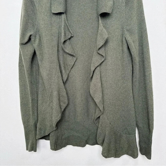 Banana Republic Womens Small Wool Cashmere Ruffle Dark Olive Cardigan - Picture 5 of 14